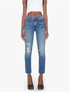 Mother Mid Rise Dazzler Ankle Fray Weekend Warrior Jeans Distressed